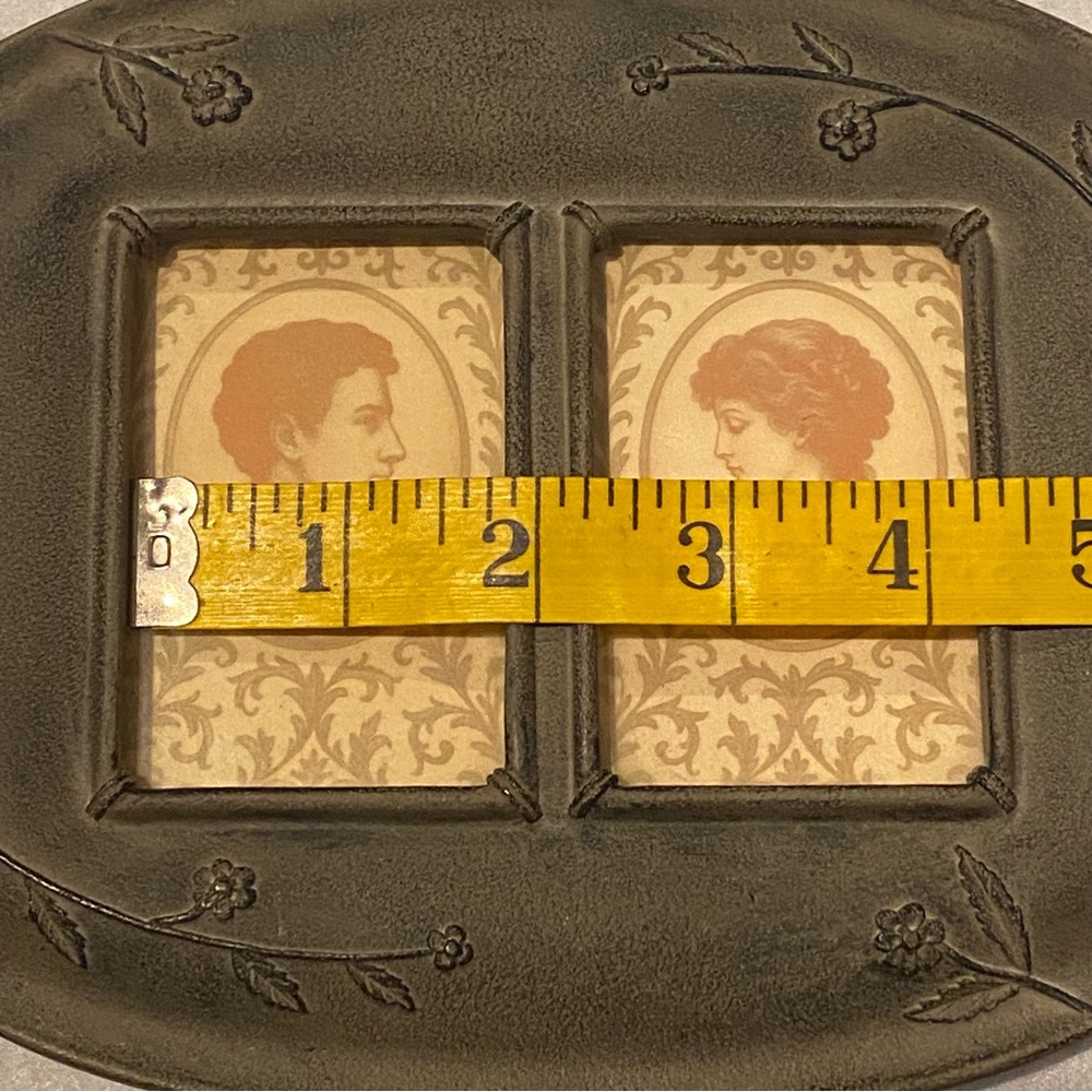 Rustic Embossed Bronze Iron 2-openng French Country photo Picture Desktop Frame - Picture 8 of 8